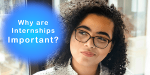 Featured image of a woman thinking about internships.